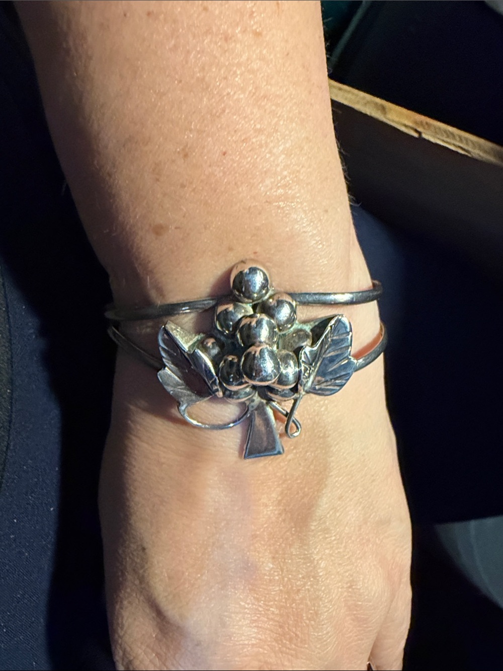 Sterling Silver Berry Cluster Cuff Bracelet for Women